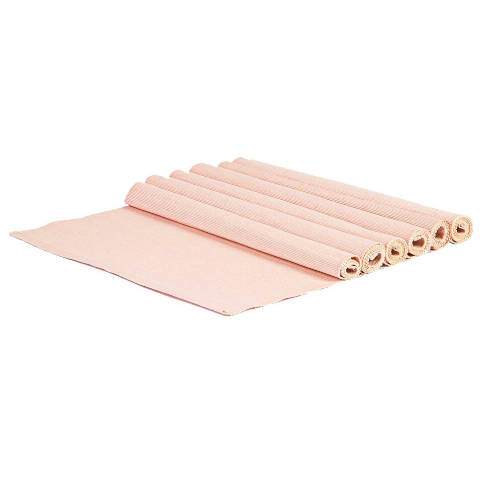 image 1 of Nicola Spring Cotton Fabric Placemats - Baby Pink - Pack of 6 Pink