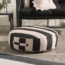 OHS Stripe Round Outdoor Garden Cushion Water Resistant | Multi | Black/Cream