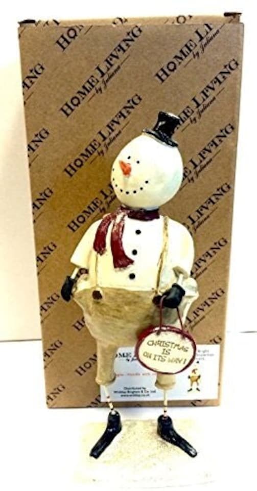 image 1 of Merry & Bright Christmas Snowman 'Christmas Is On It's Way' Statue Ornament