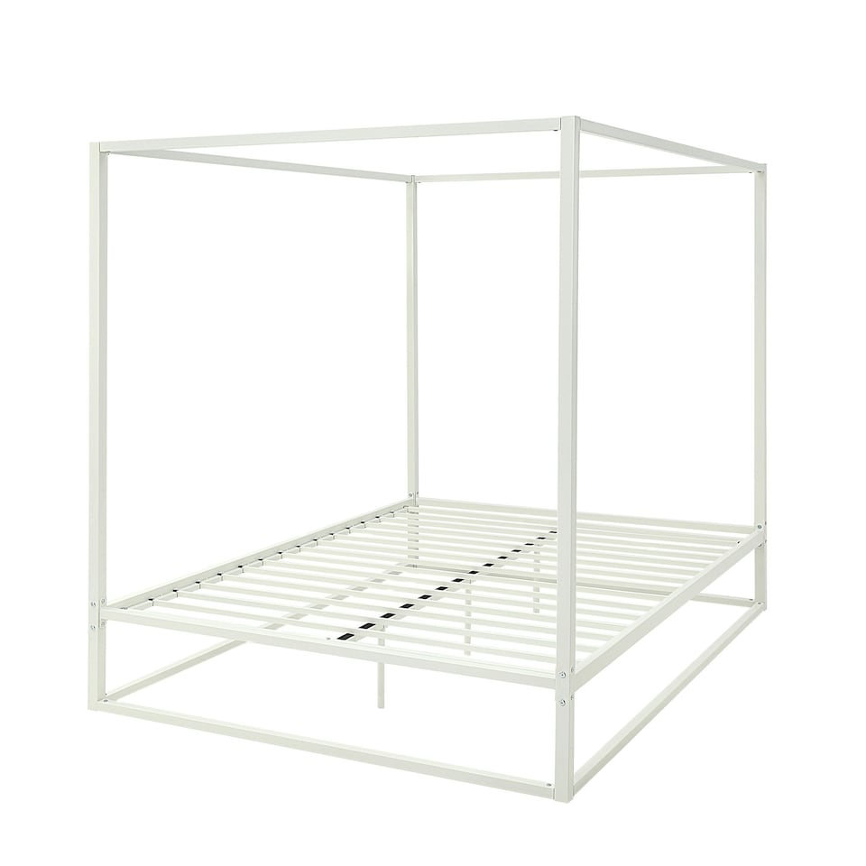 image 1 of Ashwell Modern Four 4 Poster White Metal Bed Frame (Small Double)