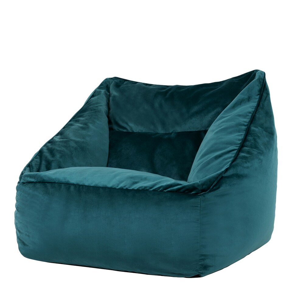 image 1 of icon Natalia Velvet Adults Bean Bag Armchair, Ready Filled Large Beanbag Teal Green