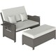 image 1 of Outsunny Garden Rattan Furniture Set 2 Seater Patio Sun Lounger Daybed Sun Bed 