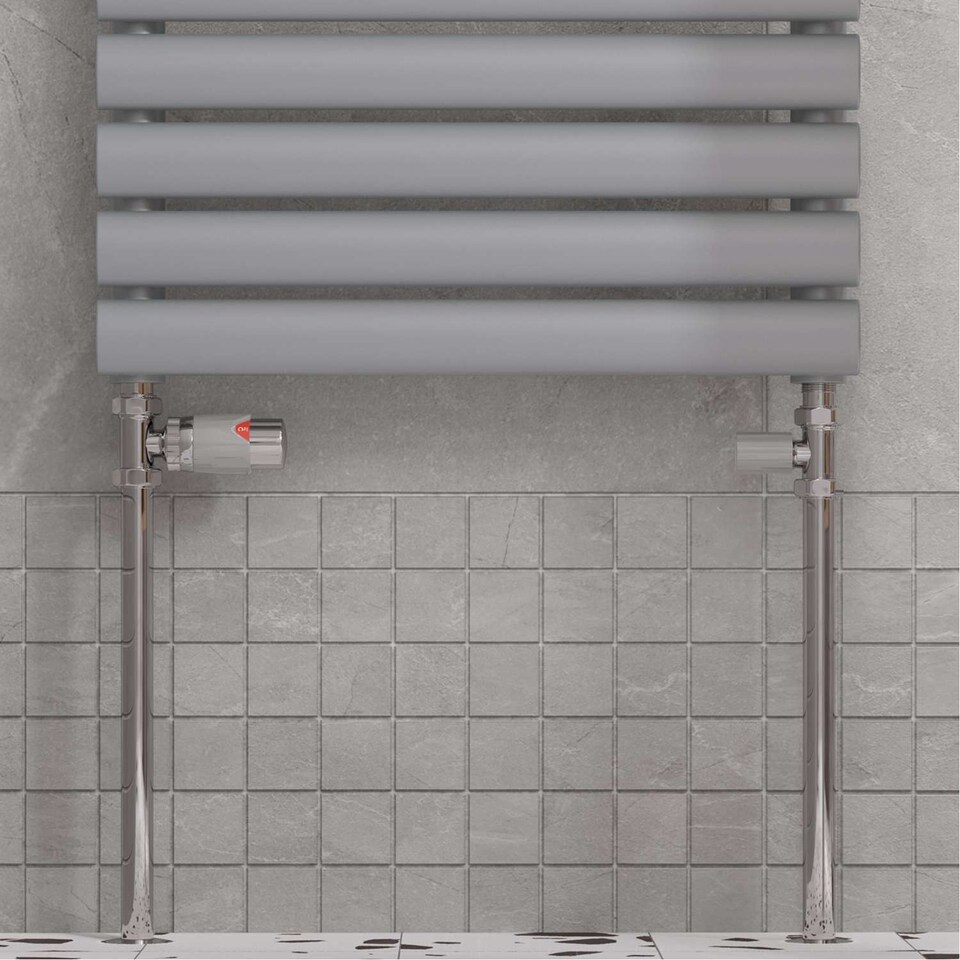 image 1 of Talus Flair - Silver Thermostatic Radiator Valve & Installation Kit Straight 15mm