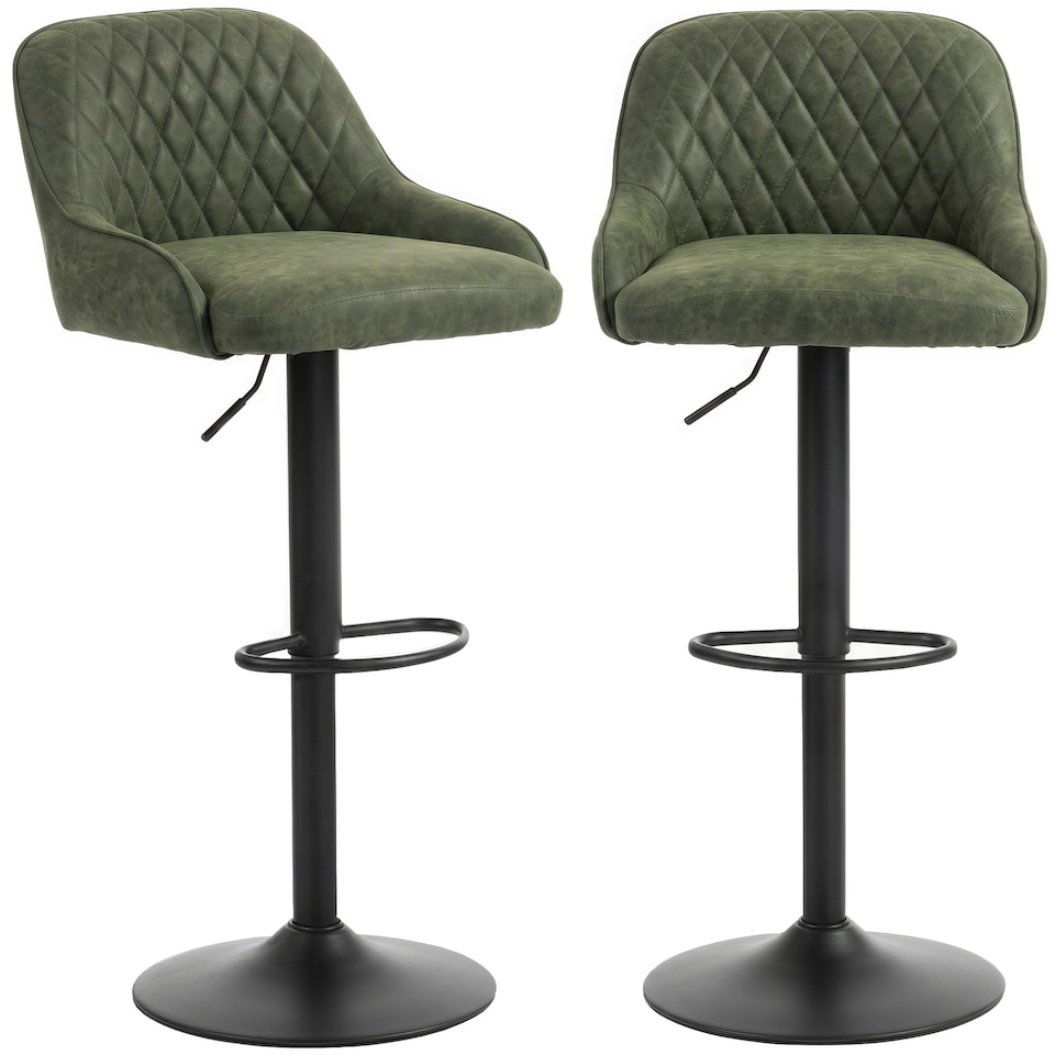 image 1 of HOMCOM Bar Stools Set of 2 Adjustable Swivel Counter Height