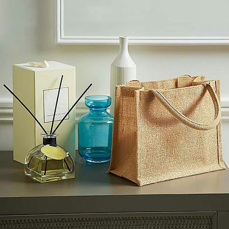 image 1 of Westford Mill Shimmer Jute Mini Gift Bag (Pack of 2) - Natural Gold - One Size