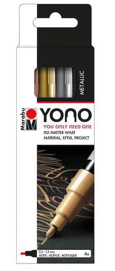 Marabu Yono Marker Pen, Metals, Pack Of 4