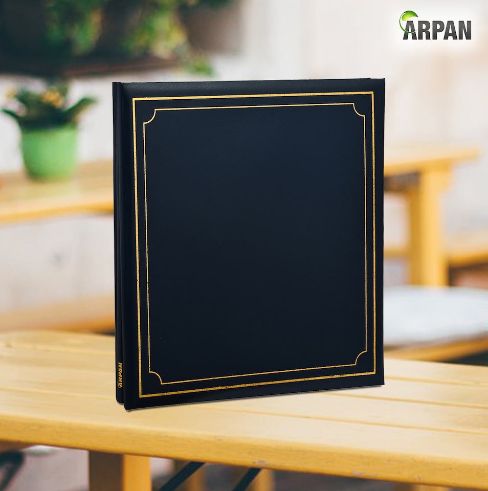 image 1 of ARPAN Extra-Large Self Adhesive Photo Album – 24 Sheets / 48 Sides – Leather Look Padded Cover Post Bound Scrapbook Memory Album for Photos, Keepsakes & Special Occasions