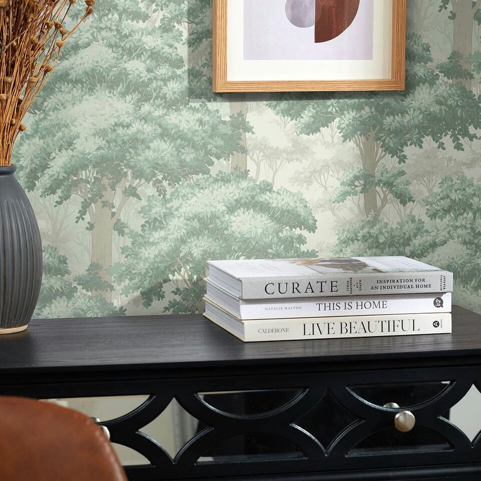 image 1 of New Forest Toile Wallpaper in Green Multi