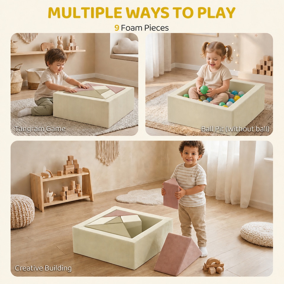 image 1 of AIYAPLAY 9 Pieces Soft Play Sets with Tangram Play, Removable Cover
