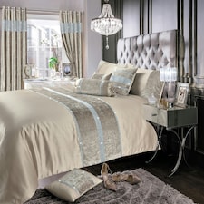 Intimates Topaz Crushed Velvet Diamante Duvet Cover & Pillowcase Set Cream | Natural | Single