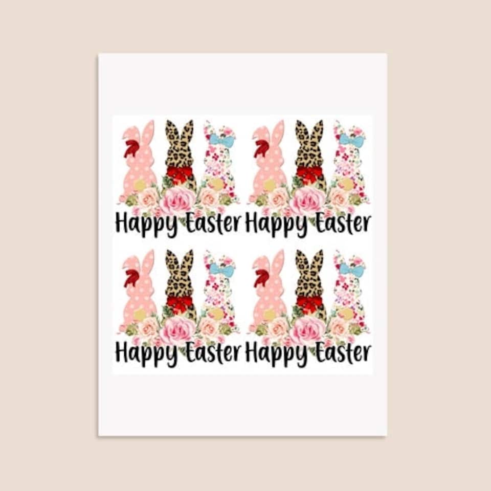 image 1 of Happy Easter Square Stickers 95mm - Sheet of 4
