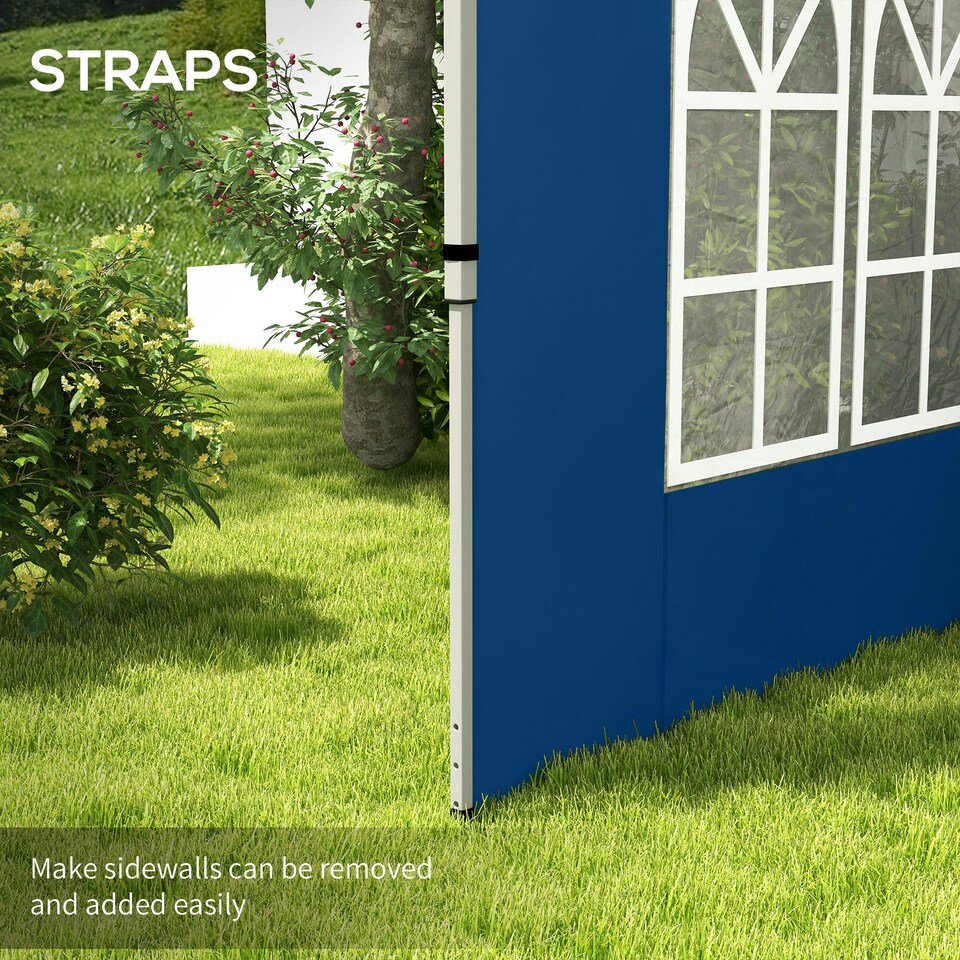 image 1 of Outsunny Gazebo Side Panels for 3x3(m) or 3x4m Pop Up Gazebo, 2 Pack, Blue