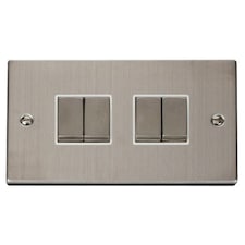 SE HOME Stainless Steel 10A 4 Gang 2 Way Ingot Light Switch | Chrome | Stainless Steel