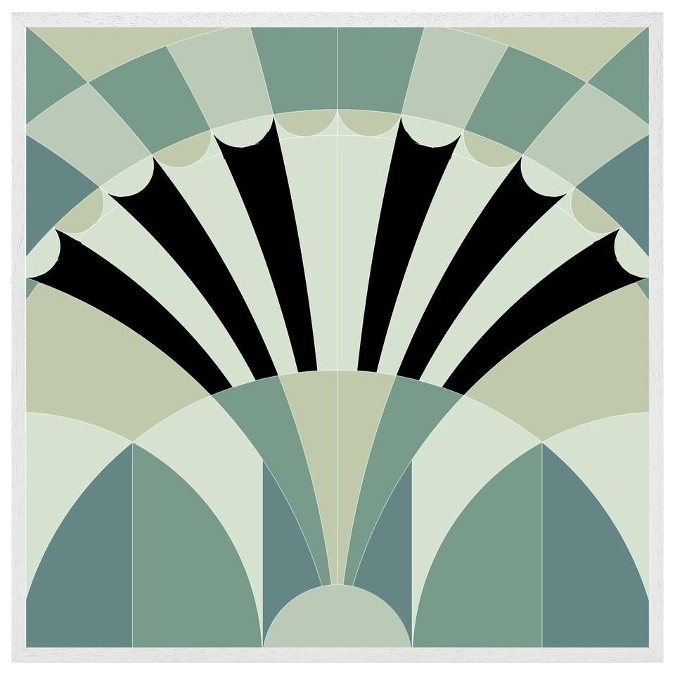 image 1 of Green geo arches (Picutre Frame) White | L