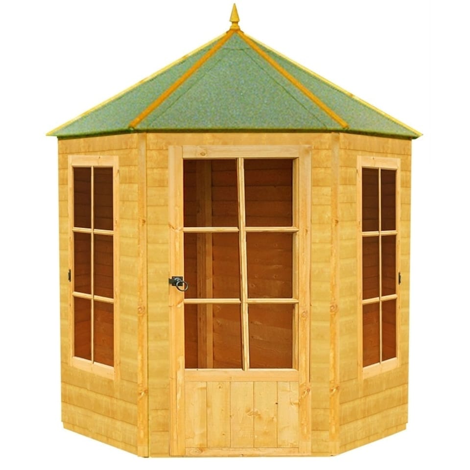 image 1 of Gazebo Summerhouse Shiplap Summerhouse Garden Sun Room Approx 6 x 6 Feet Brown