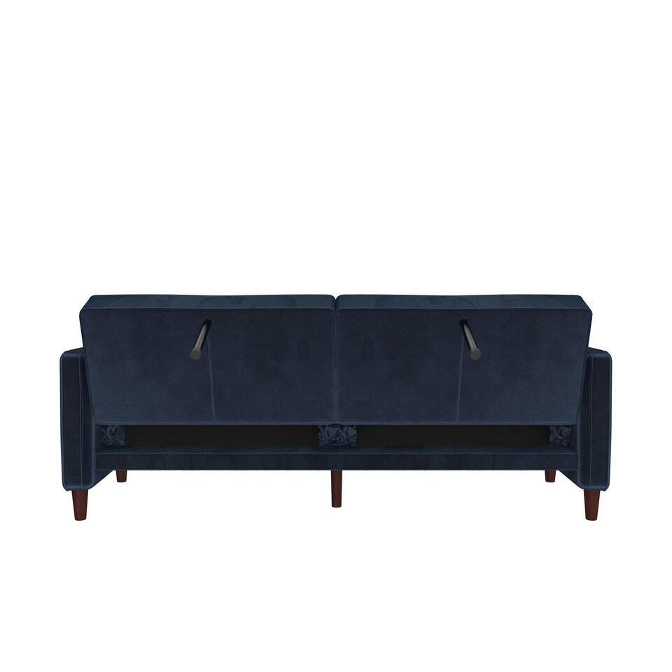 image 1 of Pin tufted transitional Sofa Bed velvet blue Blue | BLUE