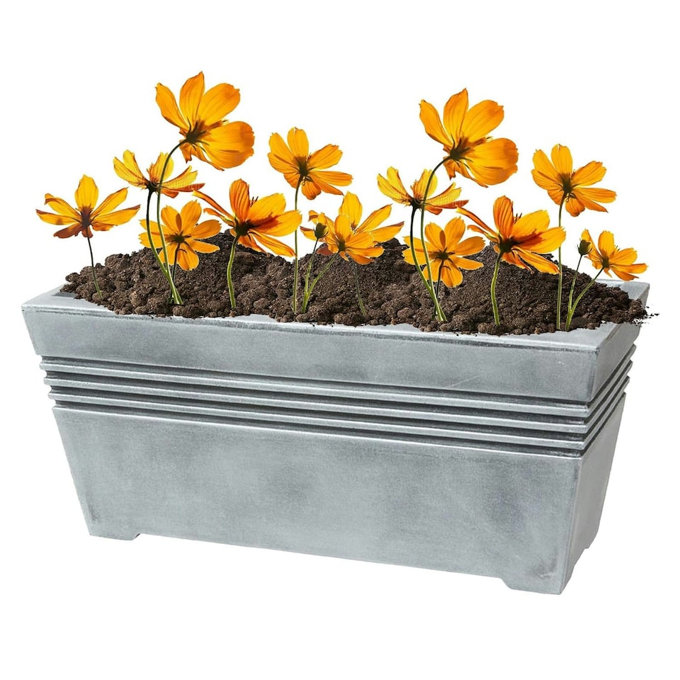 image 1 of 2 x Trough Grey Venice Trough Plant Pot Ideal For Indoor & Outdoor Flower Planting Grey