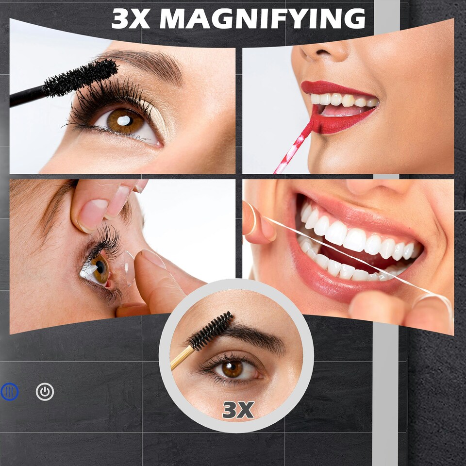image 1 of kleankin LED Lighted Bathroom Mirror with 3X Magnifying Mirror, Anti-Fog