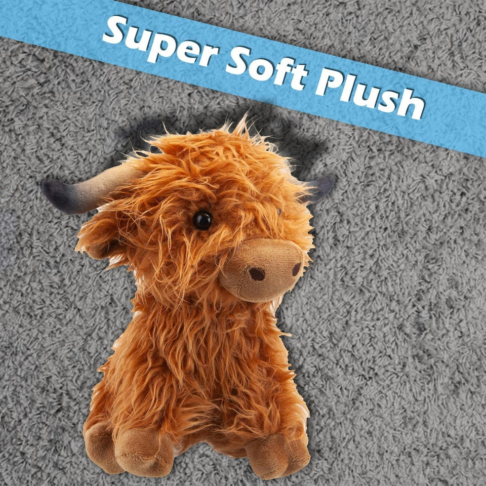 image 1 of Highlands Cow Soft Toy Cute Plushie Huggable Cuddly Stuffed Toy Gift 23cm Brown