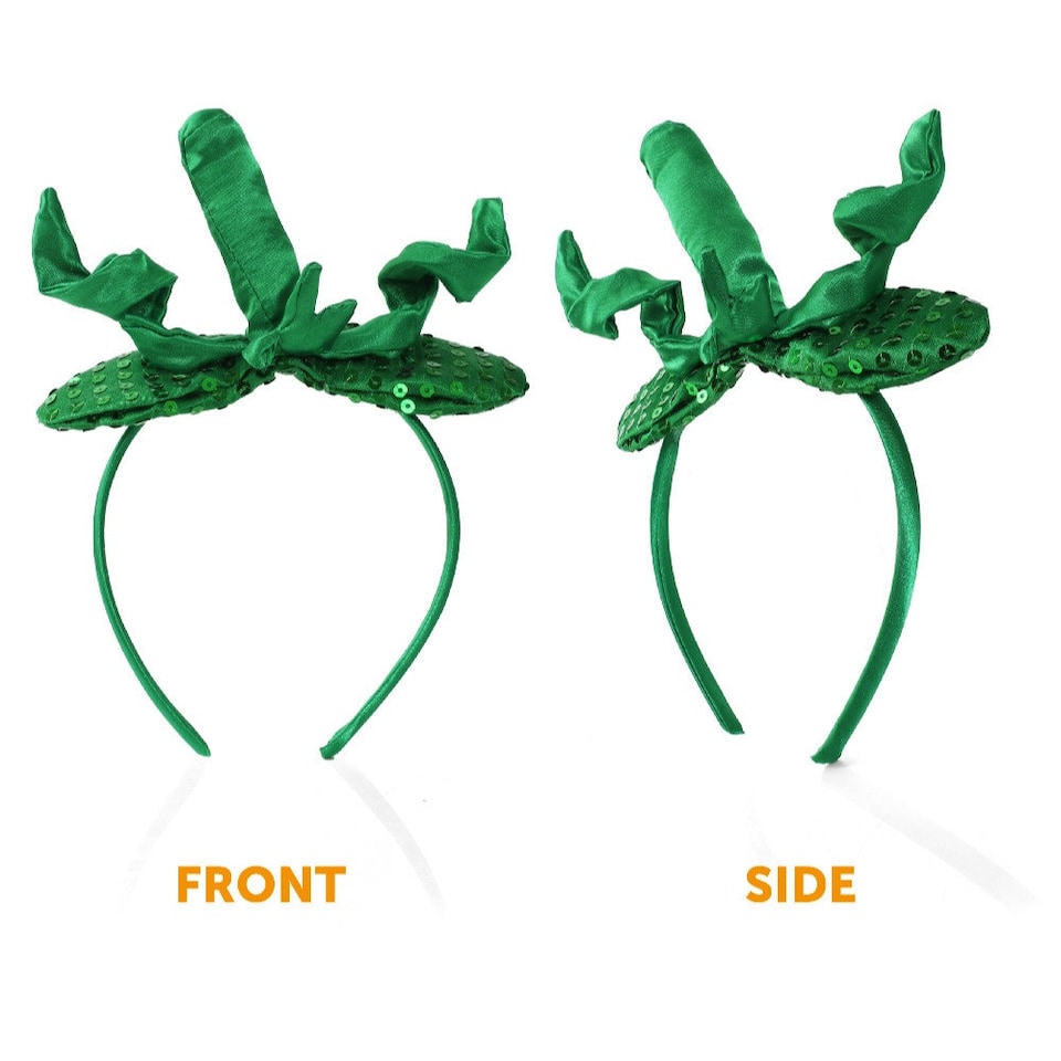 image 1 of Pack of 1 Sequin Pumpkin Headband Green | One Size