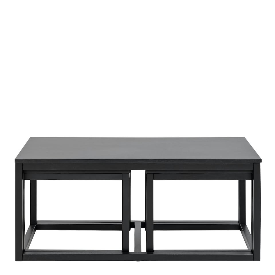 image 1 of Cornus Square Coffee Table Set in Matt Black Set of 3