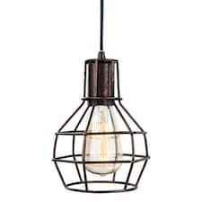 Clipper 1 Light Wire Ceiling Pendant Rustic Brown, E27