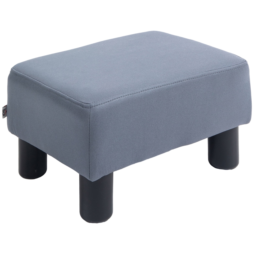 image 1 of HOMCOM Microfiber Cloth Footstool, Small Foot Rest, Rectangle Sofa Stool for Bedroom Living Room, Grey