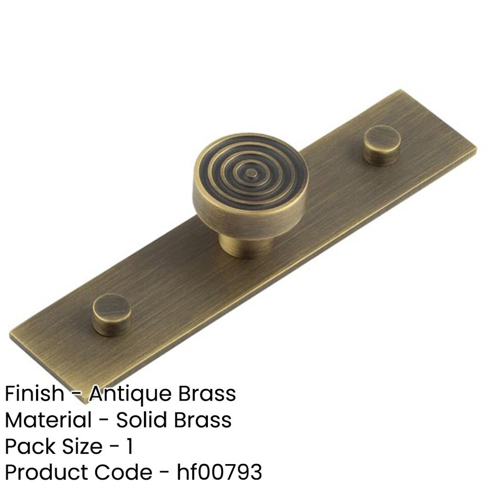 image 1 of Elegant 30mm Antique Brass Cupboard Knob with Plain Backplate - Kitchen Cabinet Knob