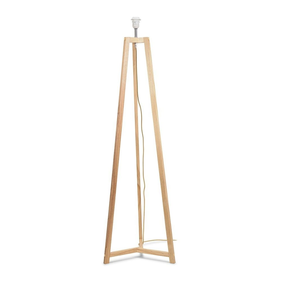 image 1 of ValueLights Lottie Oak Wooden Free Standing Tripod Floor Lamp Base | Brown