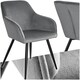 image 1 of Dining Chair Marilyn - with armrests, padded, velvet look, black steel legs - per piece Grey | Grey/Black