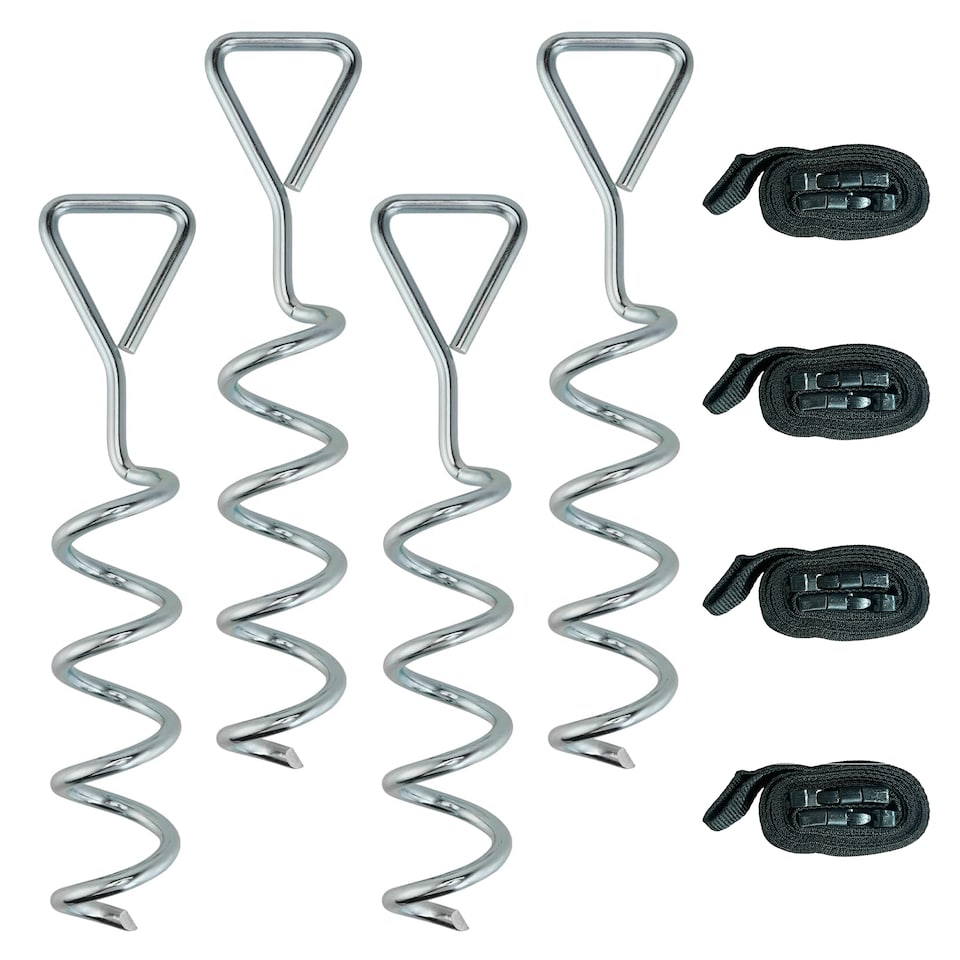 image 1 of SPORTNOW 4Pcs Trampoline Anchor Kit, 32 cm Galvanised Trampoline Stakes | Silver | Silver | 32L x 8W cm