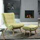 image 2 of Madelia Textured Fabric Accent Chair and Stool - Green