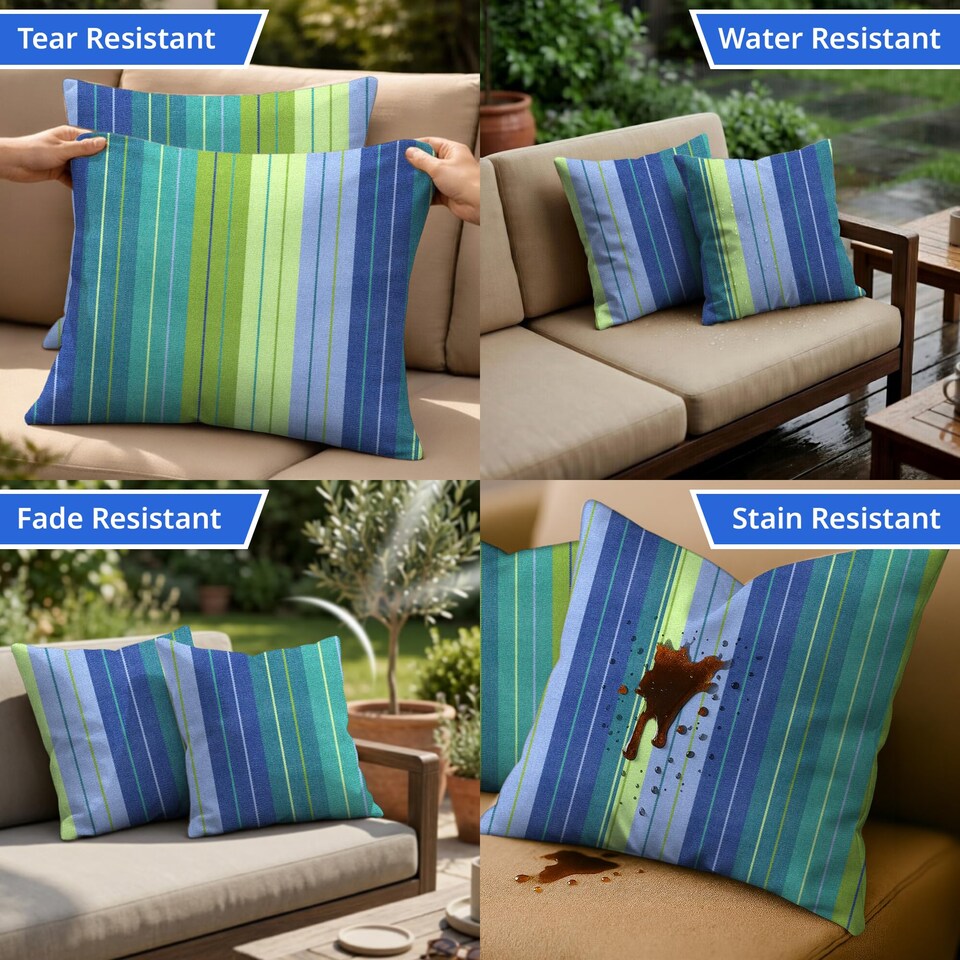 image 1 of Covers&All Sunbrella Pillows Set of 2 UV Fade resistant and Water Repellent Square Throw Pillows