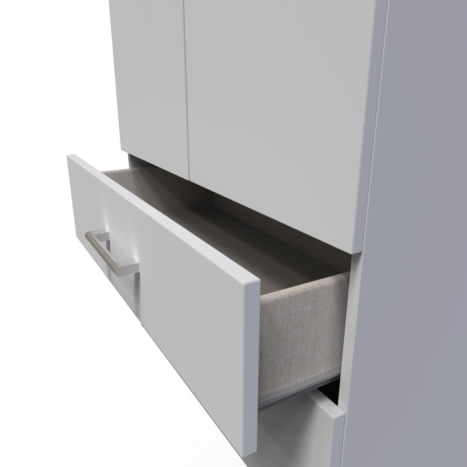 image 1 of Cornwall 2 Drawer Double Wardrobe in Grey Matt (Ready Assembled) | Grey | Grey Matt