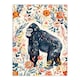 image 3 of Gorilla Ape with Wildflowers Floral Watercolour Black Framed Wall Art Print A4
