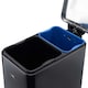 image 4 of Cooks Professional Dual Recycle Slimline Pedal Bin 50L | 20L & 30L Removable Compartments | Black Black