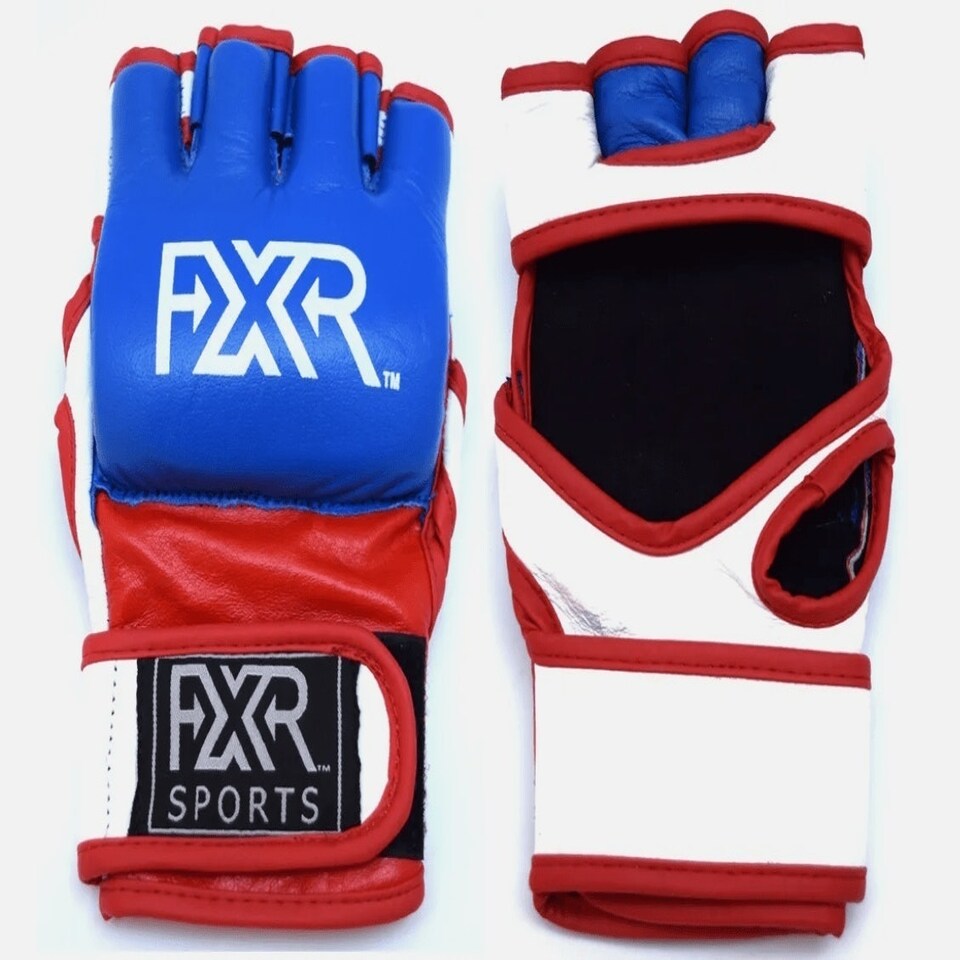 image 1 of FXR Sports Leather Muay Thai Fight Gloves Blue | Small