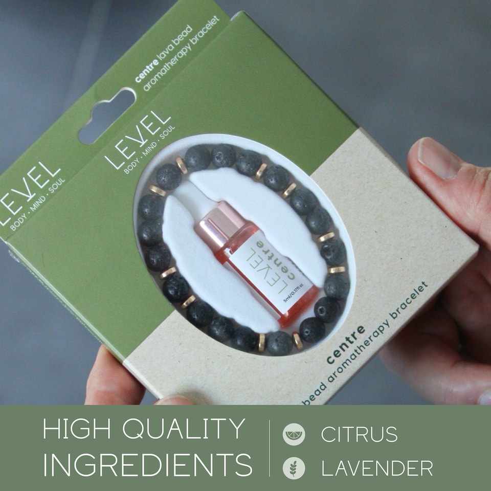 image 1 of LEVEL Wellbeing Lava Bead Aromatherapy Bracelet with Centre Essential Oil