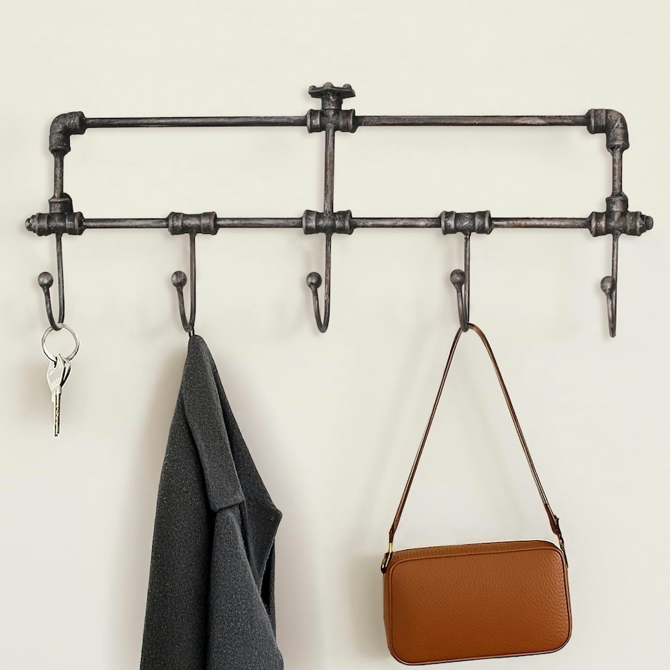 image 1 of Marco Paul Distressed Metal Wall Mounted Coat Hooks Silver | One Size