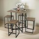 image 5 of 5-Piece Dining Table & Square Stool Set Kitchen Natural Brown Brown