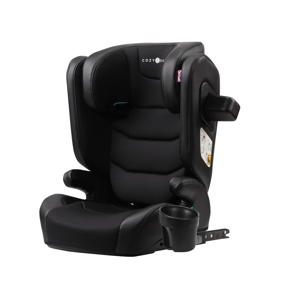 image 1 of Cozy N Safe Portland i-Size High Back Booster Car Seat 100-150cm, ISOFix & Seat Belt, Side Impact Protection, Adjustable Headrest, Cup Holder, Kids Car Seat 4-12 Years (Jet)
