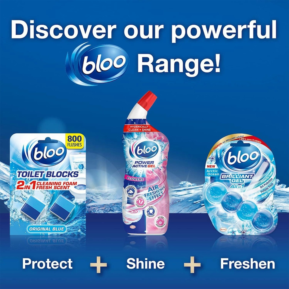 image 1 of Bloo Toilet Rim Blocks Original Blue Clean+Fresh with Fresh Fragrance, 7 Pack | Multi | 7