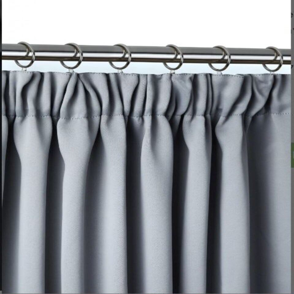 image 1 of Essential Woven Thermal Blackout Pencil Pleat Curtains 116cm x 137cm Grey Grey | Grey