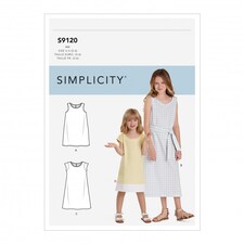 Simplicity 9120 Paper Sewing Pattern – Children’s Dress, Size K5 (7–8–10–12–14), Intermediate