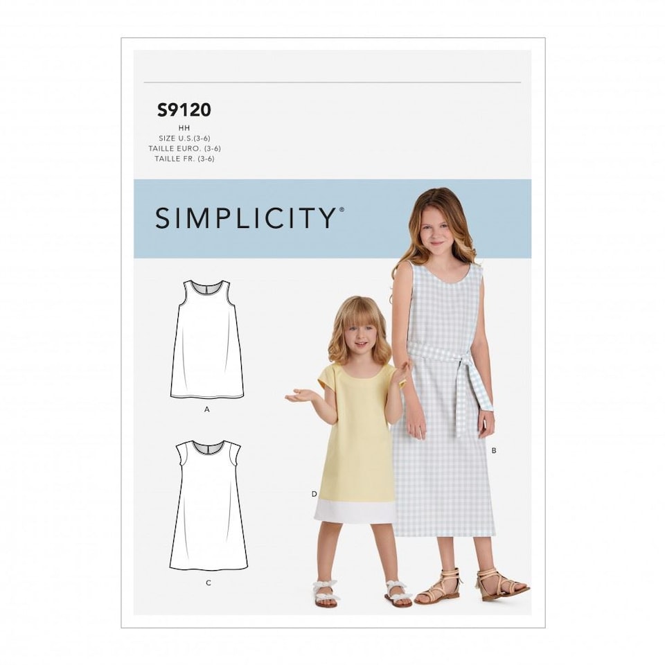 image 1 of Simplicity 9120 Paper Sewing Pattern – Children’s Dress, Size K5 (7–8–10–12–14), Intermediate
