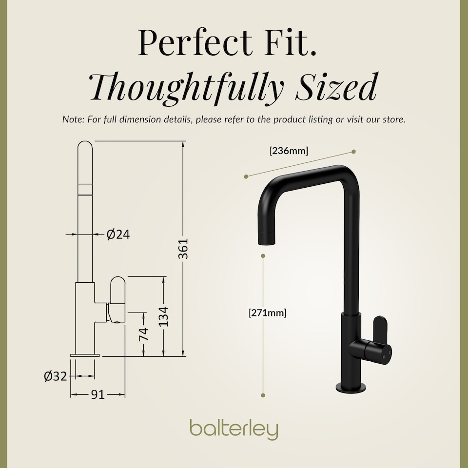 image 1 of Kuma Kitchen Mono Mixer Tap Single Lever Matt Black 361mm | Black | Matt Black | 1