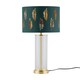 image 1 of Aura - Satin Brass Table Lamp with Green Fern Cut Out Silver Shade | Gold | Green | Large | 1