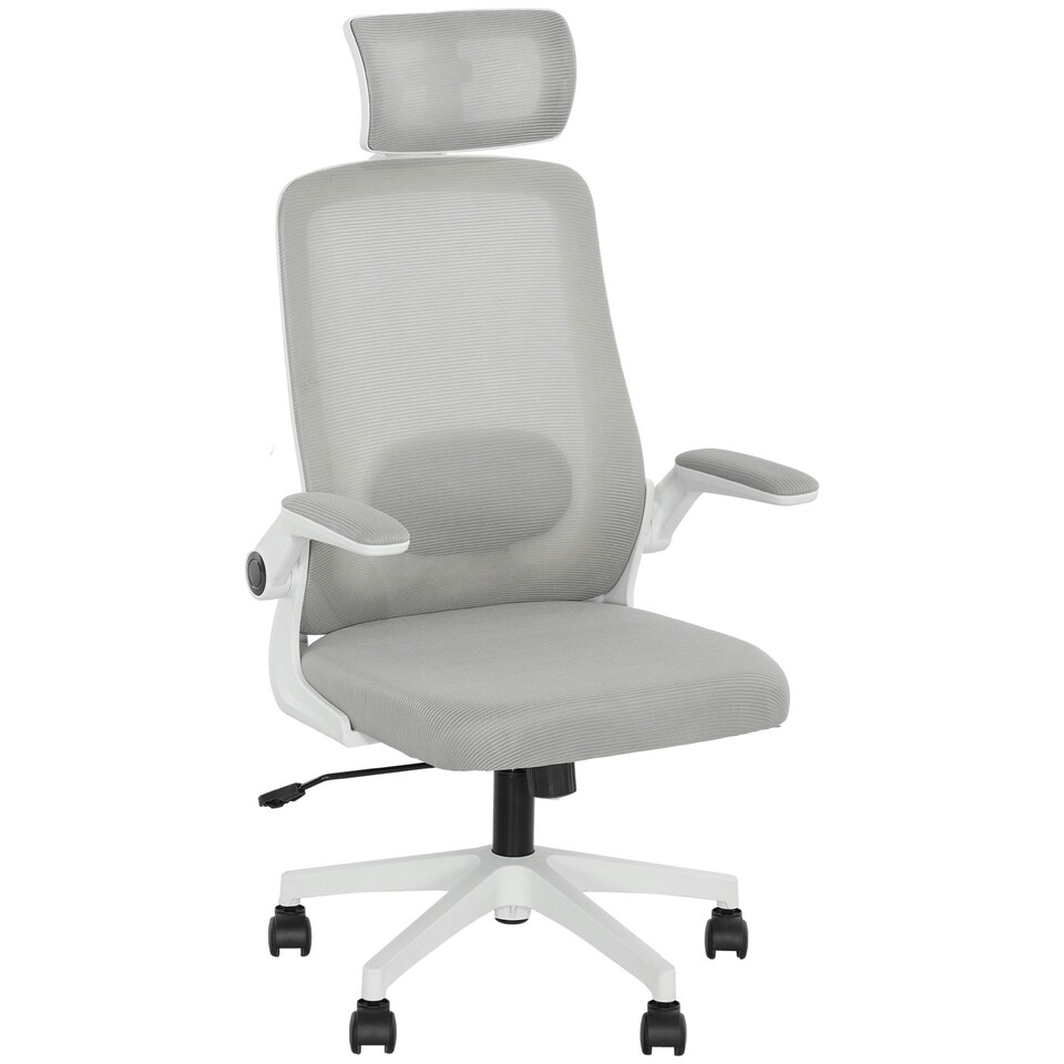 image 1 of HOMCOM Executive Mesh Office Chair with Headrest, Lumbar Support, Grey