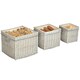 image 1 of Outsunny Set of 3 Wicker Log Basket with Liner and Rope Handles, Beige