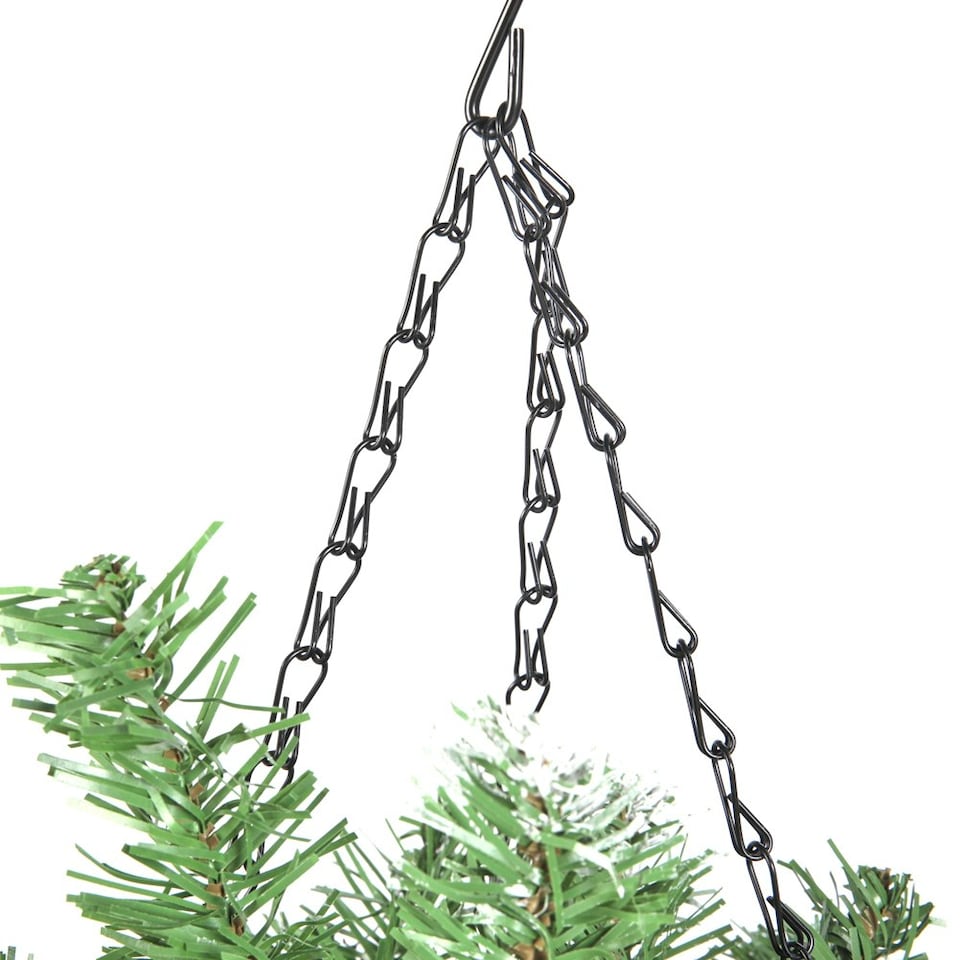 image 1 of Living and Home Artificial Christmas Hanging Basket with Frosted Pine Cone